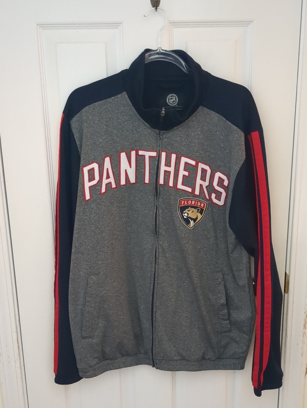 NHL Florida Panthers Gray & Black Full-Zip Jacket with Red Stripes